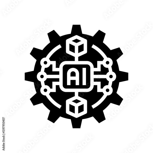 artificial intelligence ai gear industry 5 glyph icon vector illustration