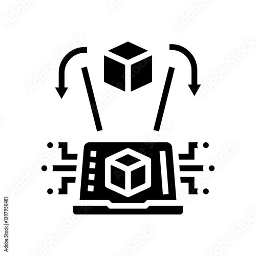 digital twin technology industry 5 glyph icon vector illustration