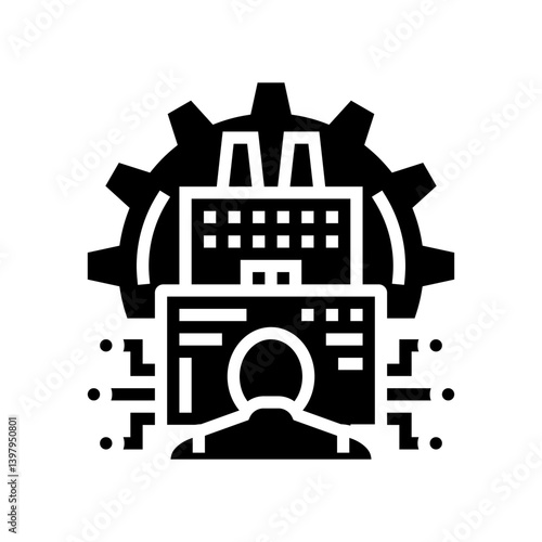 digital manufacturing industry 5 glyph icon vector illustration