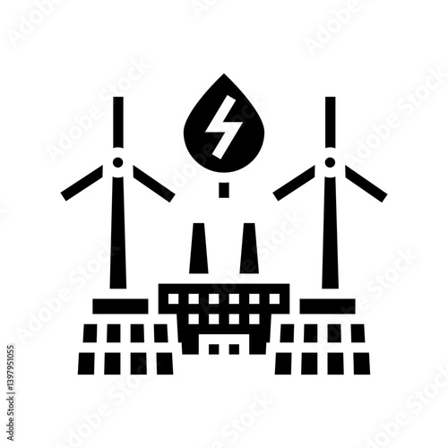 green energy integration industry 5 glyph icon vector illustration
