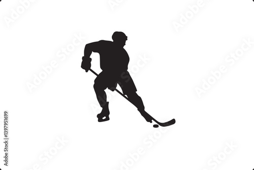 Hockey Player Silhouette SVG | Ice Hockey Stick & Puck Clipart for Cricut & Sublimation
