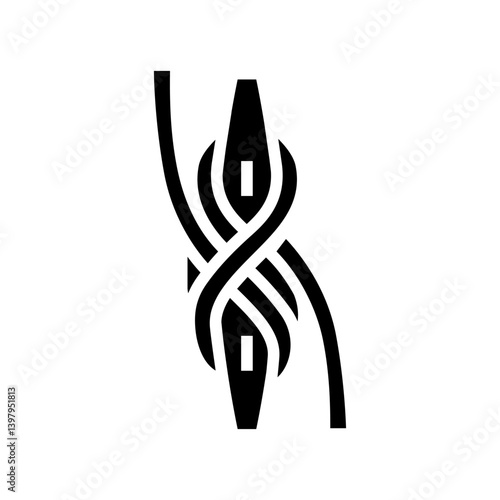 cleat hitch nautical knot glyph icon vector illustration
