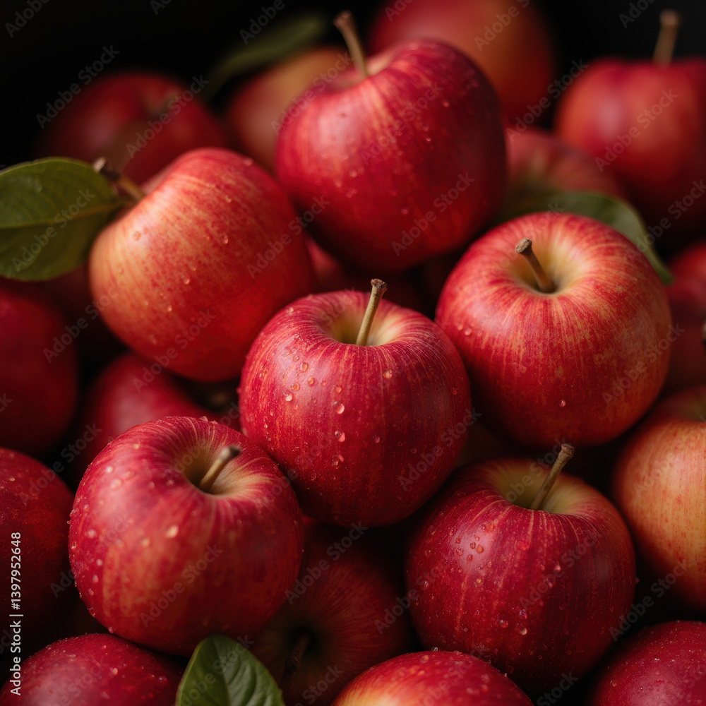 Fresh apples red apples fruit healthy organic natural food harvest juicy ripe close up still life vibrant texture droplets leaves seasonal market Fresh apples red apples fruit healthy organic natural food harvest juicy ripe close up still life vibrant texture droplets leaves seasonal market