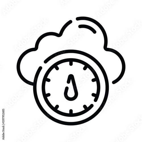 Meter indicator denoting cloud performance line icon