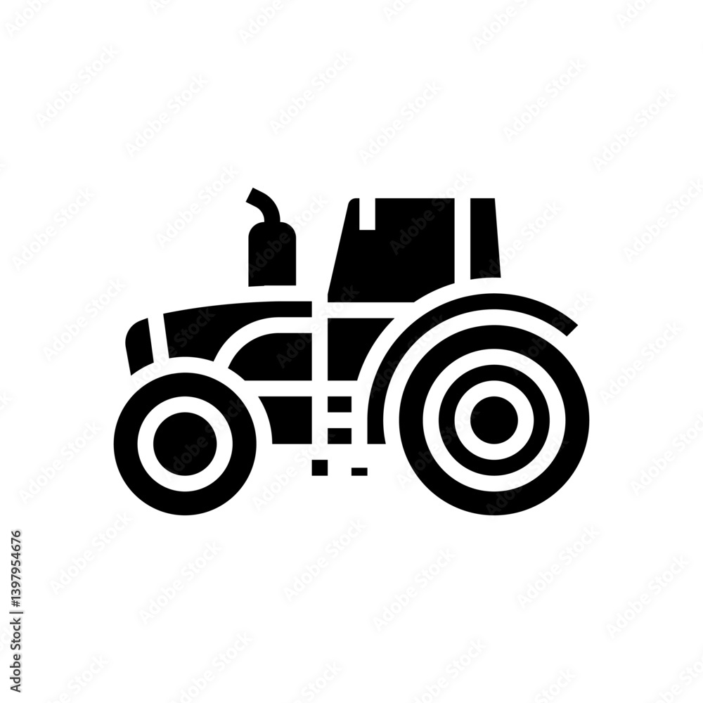 farming tractor side glyph icon vector illustration farming tractor side glyph icon vector illustration