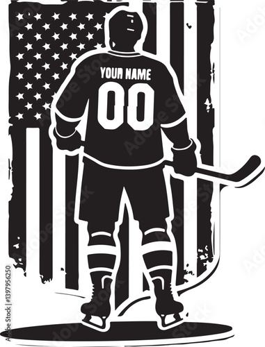 American Hockey SVG | Ice Hockey Player Clipart | Sports Silhouette