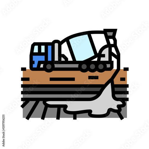 truck pouring concrete cement concrete color icon vector illustration