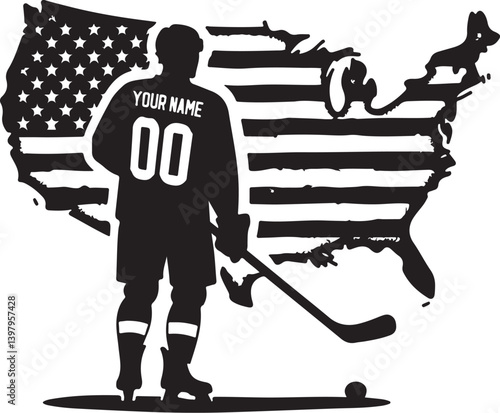 American Hockey SVG | Ice Hockey Player Clipart | Sports Silhouette