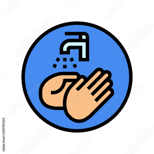 washing hands before aiding color icon vector illustration