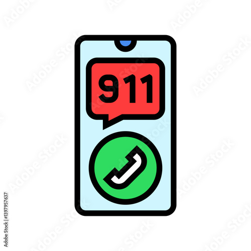 calling emergency services color icon vector illustration