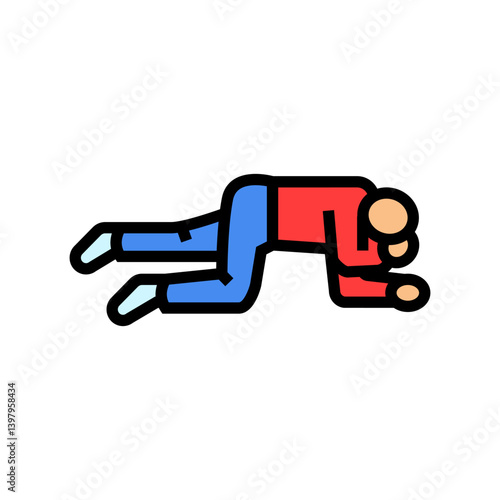placing unconscious victim recovery position color icon vector illustration