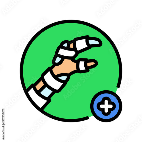 splinting limb first aid color icon vector illustration
