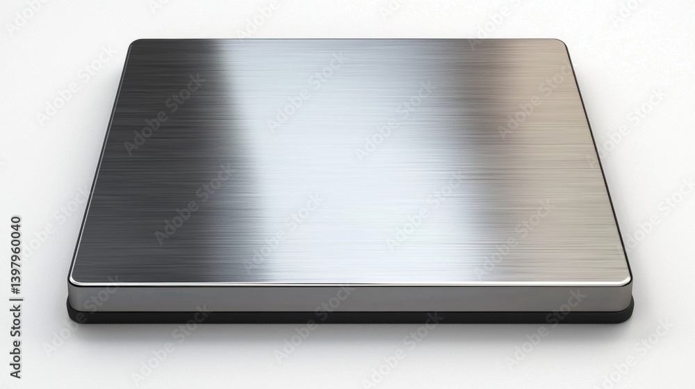 Sleek metallic surface with a brushed finish, ideal for product display