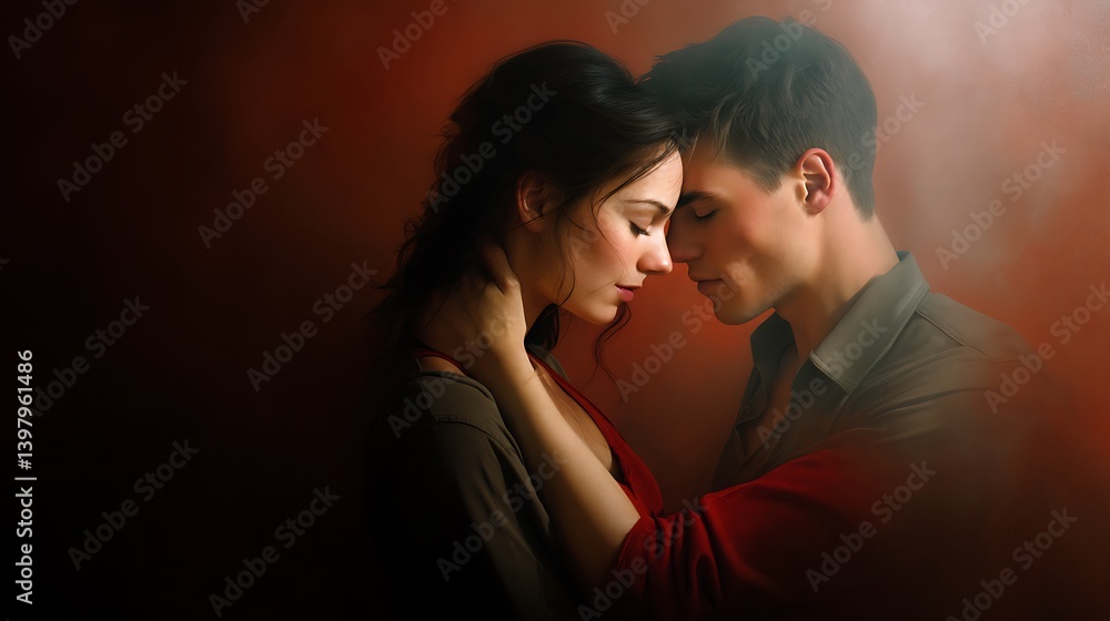 Romantic couple sharing intimate moment in soft light with warm colors and emotional connection Romantic couple sharing intimate moment in soft light with warm colors and emotional connection