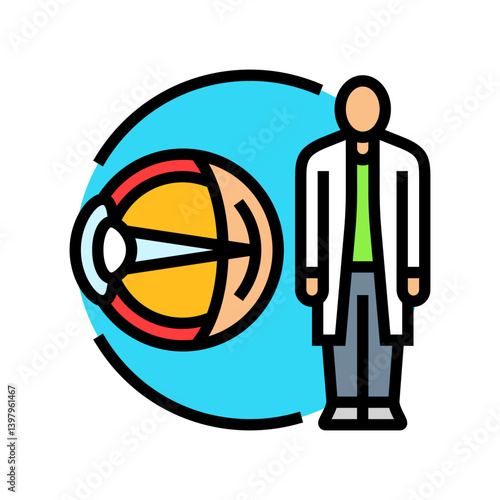 doctor optometry vision eye color icon vector illustration