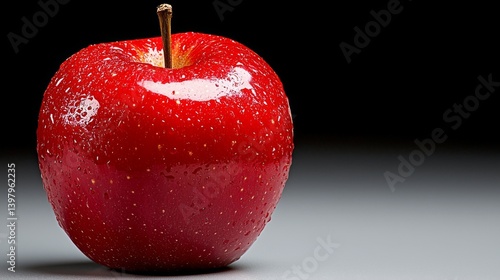 Obraz na płótnie Fresh red apple with water droplets on a dark background w salonie