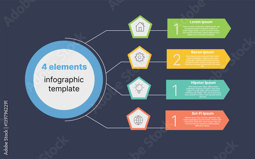 Infographic template with icons and 4 options or steps. Can be used for workflow layout, diagram, banner, webdesign. Vector illustration