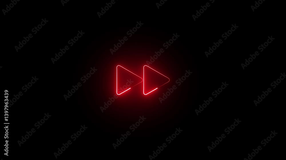 Glowing Rewind button icon isolated on black background. 4K Video Glowing Rewind button icon isolated on black background. 4K Video