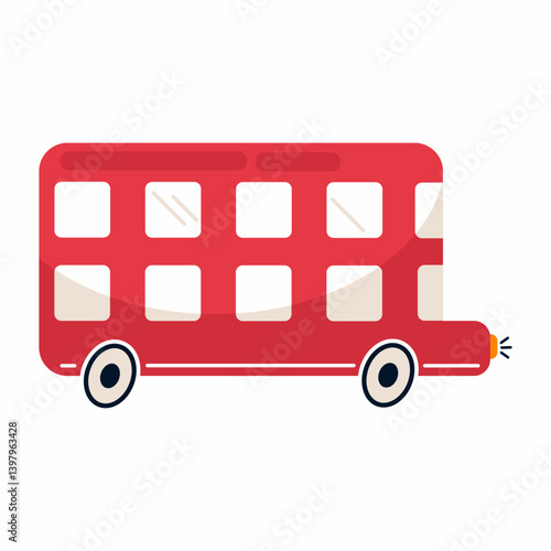 English red double decker bus on white background. symbol of England and London.