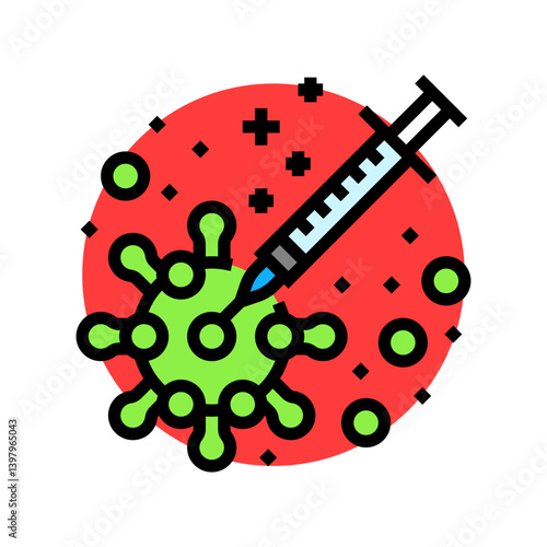 flu shot vaccine color icon vector illustration