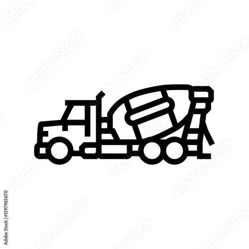 mixer truck cement concrete line icon vector illustration