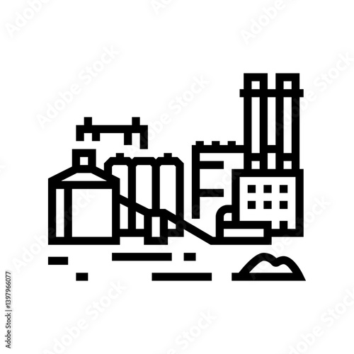 factory cement concrete line icon vector illustration