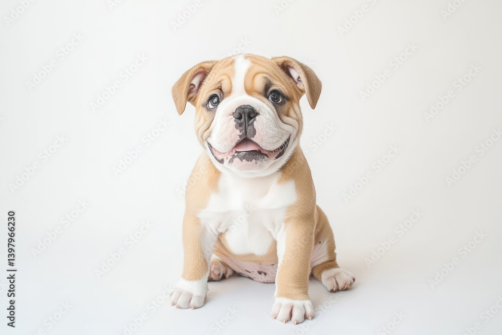 Adorable Bulldog Puppy Posing, Studio Shot, White Background, Pet Adoption Adorable Bulldog Puppy Posing, Studio Shot, White Background, Pet Adoption
