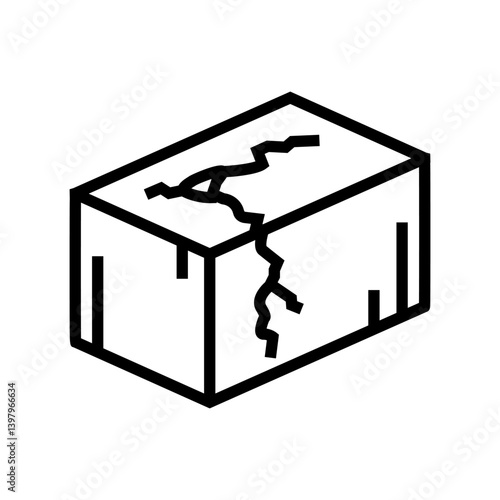 dry cracks cement concrete line icon vector illustration