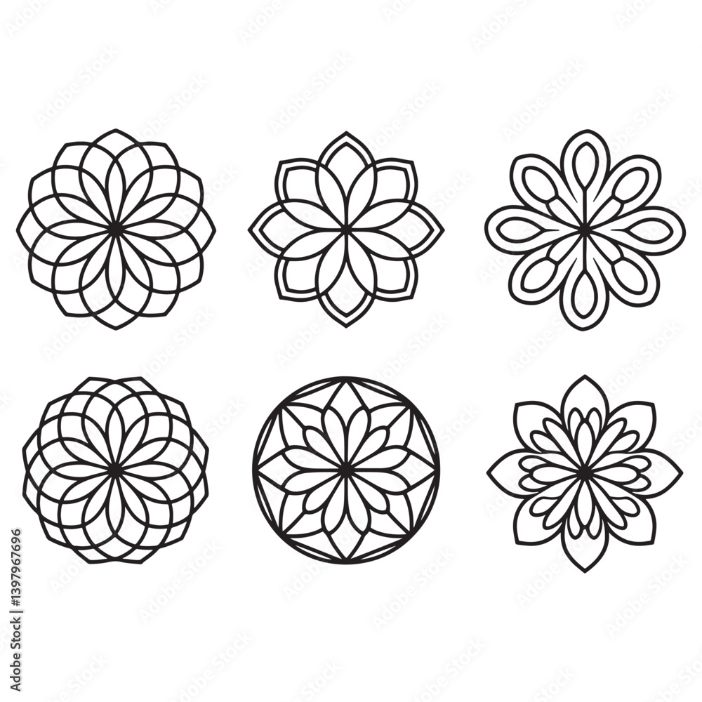 Obraz premium Mandala Design Vector, Black Silhouette Mandala Design
