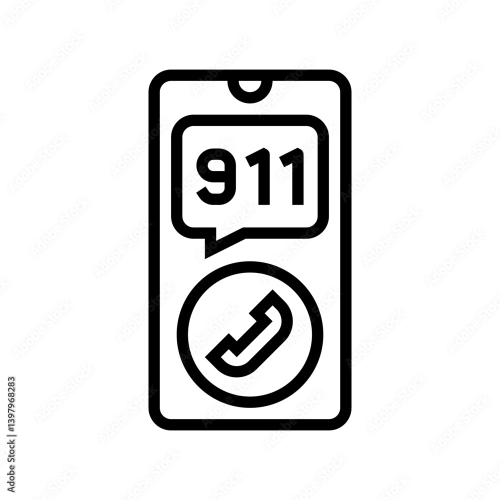 calling emergency services line icon vector illustration calling emergency services line icon vector illustration