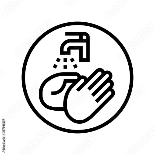 washing hands before aiding line icon vector illustration