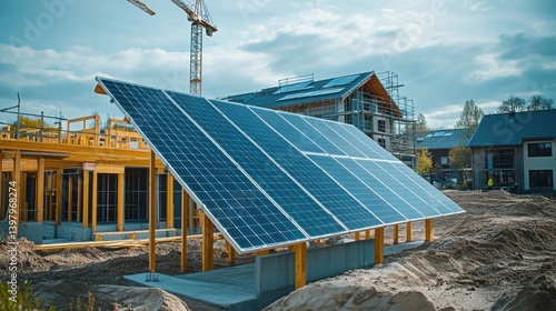 Solar Panels at New Home Construction Site