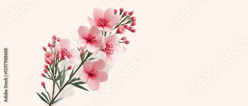 A vibrant pink flower blooms on a green stem surrounded by lush leaves, celebrating the Easter spirit.