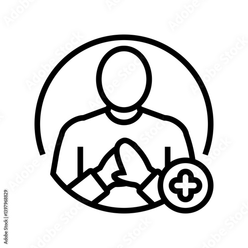cpr chest compressions line icon vector illustration