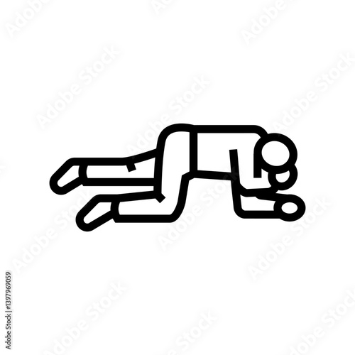 placing unconscious victim recovery position line icon vector illustration