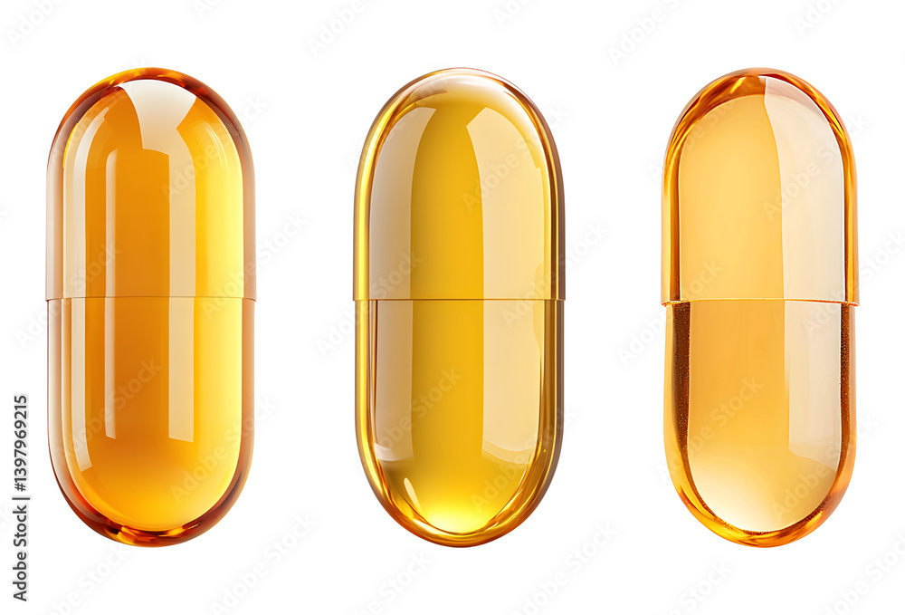 Golden capsule pill isolated on transparent background. Golden capsule pill isolated on transparent background.