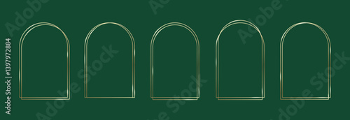 Golden Frames Set. Thin Line Gold Borders Luxury Minimalist Collection. Premium Vector Brass Outline Geometric Rectangles. Linear Decorative Banners with Black Background Isolated