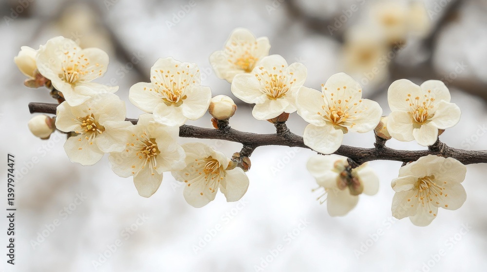 Delicate spring blossoms on a branch Delicate spring blossoms on a branch