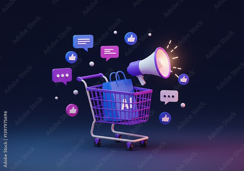 AI-Powered Shopping: Social Media Marketing Concept