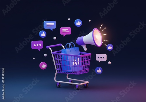 Obraz na płótnie AI-Powered Shopping: Social Media Marketing Concept w salonie