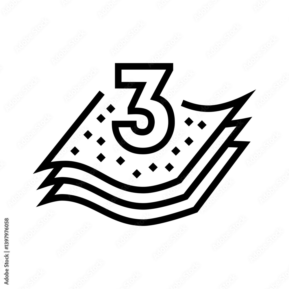 Ταπετσαρία three ply toilet paper line icon vector illustration