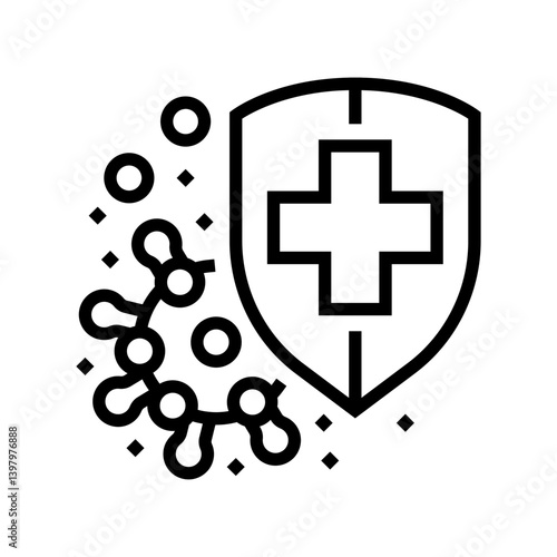 immunity shield immunization line icon vector illustration