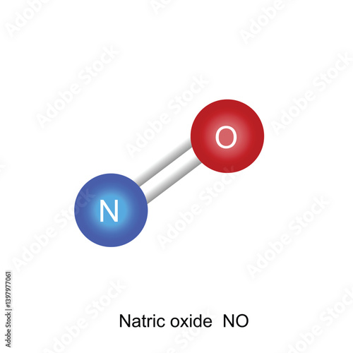 Chemical substance. Icon of Natric oxidecommonly known as NO Structural formula isolated on white