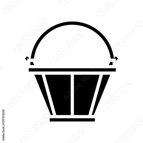 bucket cement concrete glyph icon vector illustration
