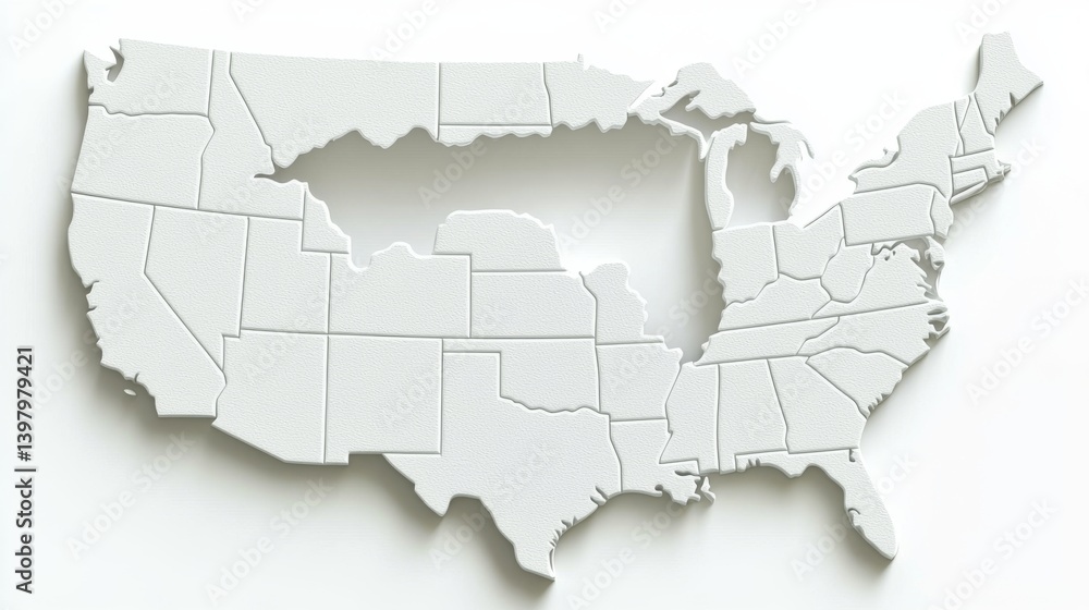 Obraz premium Blank map of the United States, ideal for design and educational purposes
