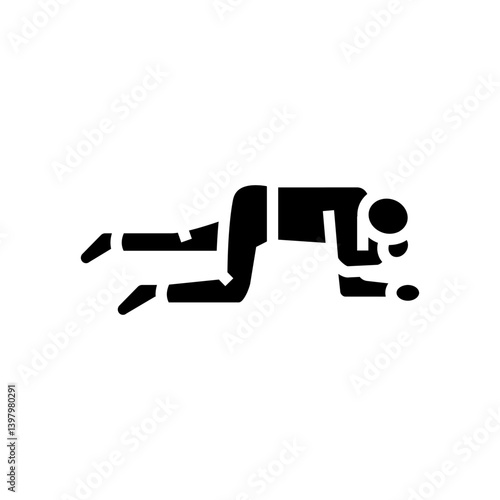 placing unconscious victim recovery position glyph icon vector illustration