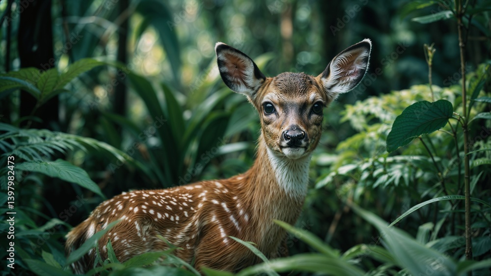 A beautiful view of a cute and lovely fawn in the forest A beautiful view of a cute and lovely fawn in the forest