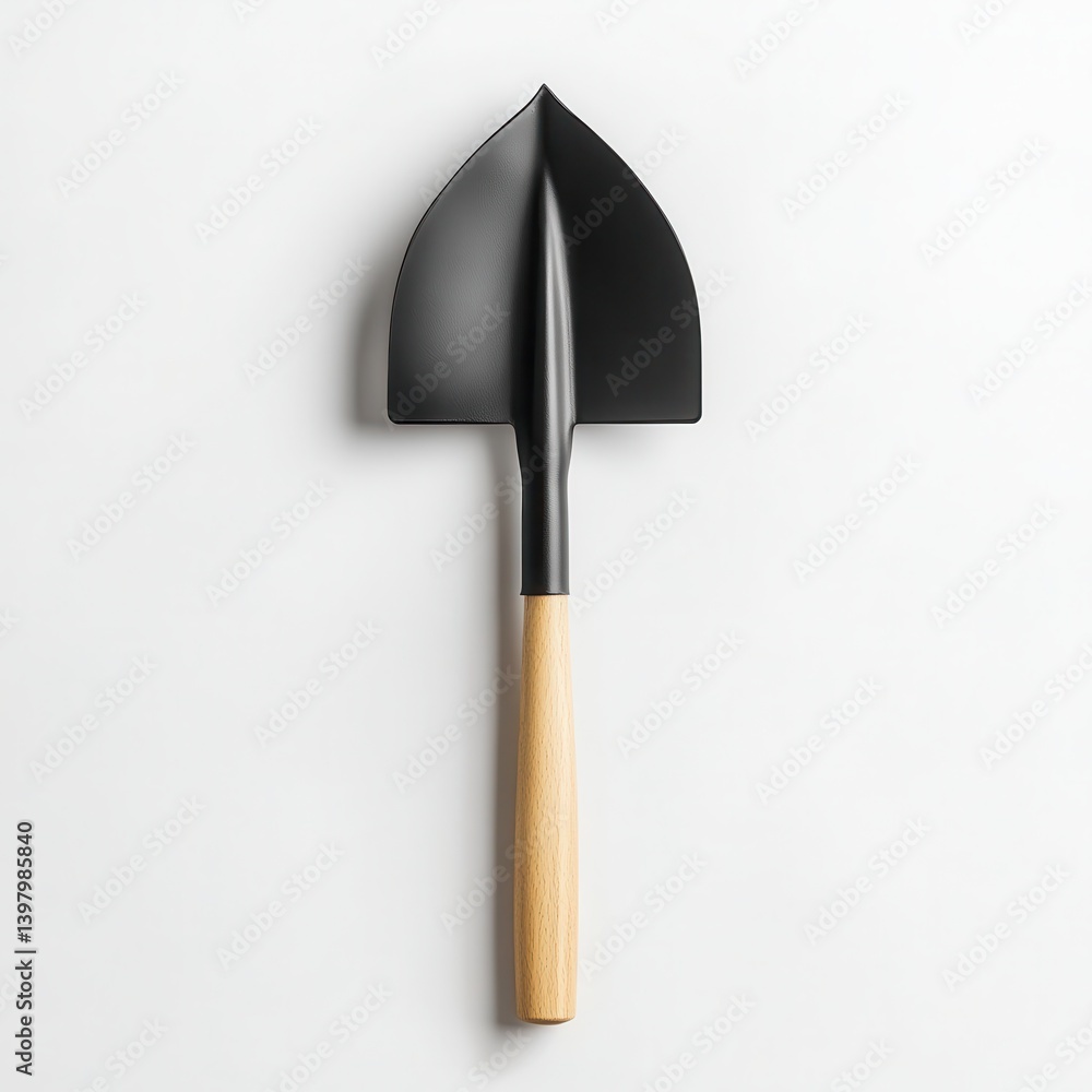 Black shovel with light-colored handle. A simple, modern trowel perfect for gardening Black shovel with light-colored handle. A simple, modern trowel perfect for gardening