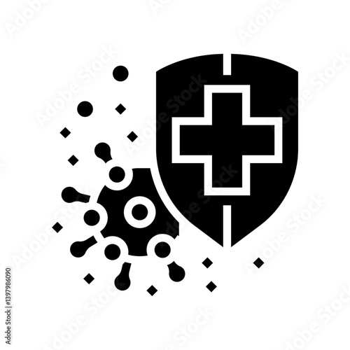 immunity shield immunization glyph icon vector illustration