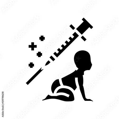 child vaccination immunization glyph icon vector illustration